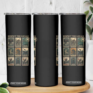 Respect The Locals Cryptids Monster Stamps Skinny Tumbler Cryptozoology Paranormal Bigfoot Mothman