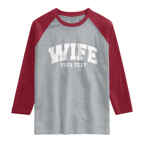 Personalized Wife Raglan Shirt Custom Text Name Wifey Marriage Anniversary Couple Gift
