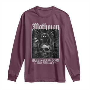 Mothman Harbinger of Doom Point Pleasant WV Long Sleeve Shirt Gothic Horror Cryptid Creature TS11 Maroon Print Your Wear
