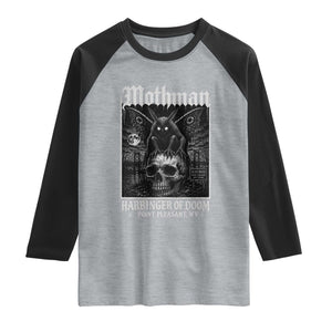 Mothman Harbinger of Doom Point Pleasant WV Raglan Shirt Gothic Horror Cryptid Creature TS11 Heather Gray Black Print Your Wear
