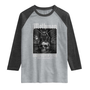 Mothman Harbinger of Doom Point Pleasant WV Raglan Shirt Gothic Horror Cryptid Creature TS11 Heather Gray Heather Charcoal Print Your Wear