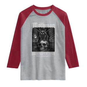 Mothman Harbinger of Doom Point Pleasant WV Raglan Shirt Gothic Horror Cryptid Creature TS11 Heather Gray Heather Red Print Your Wear
