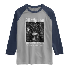 Mothman Harbinger of Doom Point Pleasant WV Raglan Shirt Gothic Horror Cryptid Creature TS11 Sport Gray Navy Print Your Wear