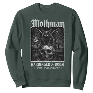 Mothman Harbinger of Doom Point Pleasant WV Sweatshirt Gothic Horror Cryptid Creature TS11 Dark Forest Green Print Your Wear