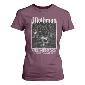 Mothman Harbinger of Doom Point Pleasant WV T Shirt For Women Gothic Horror Cryptid Creature TS11 Maroon Print Your Wear