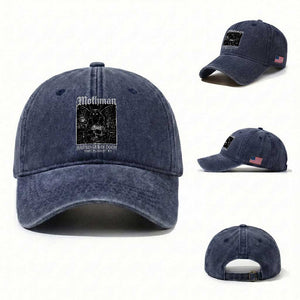 Mothman Harbinger of Doom Point Pleasant WV Washed Cotton Baseball Cap Gothic Horror Cryptid Creature