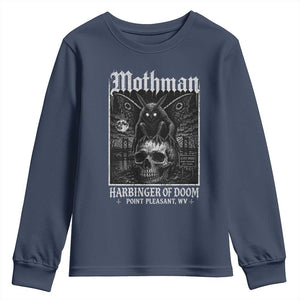 Mothman Harbinger of Doom Point Pleasant WV Youth Sweatshirt Gothic Horror Cryptid Creature TS11 Navy Print Your Wear