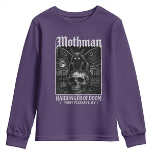 Mothman Harbinger of Doom Point Pleasant WV Youth Sweatshirt Gothic Horror Cryptid Creature TS11 Purple Print Your Wear