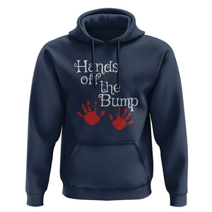 Pregnancy Announcement Hoodie Hands Off The Bump Halloween Pregnant Red Baby Handprint TS11 Navy Print Your Wear