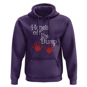 Pregnancy Announcement Hoodie Hands Off The Bump Halloween Pregnant Red Baby Handprint TS11 Purple Print Your Wear