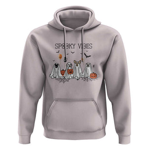 Halloween Hoodie Spooky Vibes Cute Dog Ghost Pumpkin TS11 Ice Gray Print Your Wear