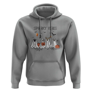 Halloween Hoodie Spooky Vibes Cute Dog Ghost Pumpkin TS11 Sport Gray Print Your Wear
