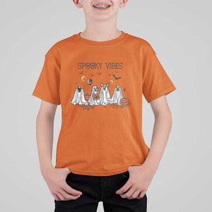 Halloween T Shirt For Kid Spooky Vibes Cute Dog Ghost Pumpkin TS11 Orange Print Your Wear