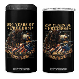 250th American Anniversary 4 in 1 Can Cooler Tumbler 250 Years Of Freedom Independence American Flag TS11 One Size: 16 oz Black Print Your Wear