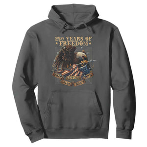 250th American Anniversary Hoodie 250 Years Of Freedom Independence American Flag TS11 Dark Heather Print Your Wear
