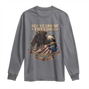 250th American Anniversary Long Sleeve Shirt 250 Years Of Freedom Independence American Flag TS11 Charcoal Print Your Wear