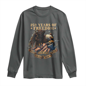 250th American Anniversary Long Sleeve Shirt 250 Years Of Freedom Independence American Flag TS11 Dark Heather Print Your Wear