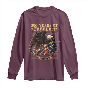 250th American Anniversary Long Sleeve Shirt 250 Years Of Freedom Independence American Flag TS11 Maroon Print Your Wear