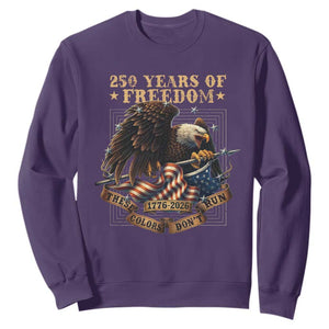 250th American Anniversary Sweatshirt - 250 Years Of Freedom Independence American Flag Pullover TS11 Purple Print Your Wear