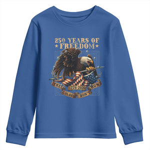 250th American Anniversary Youth Sweatshirt 250 Years Of Freedom Independence American Flag TS11 Royal Blue Print Your Wear