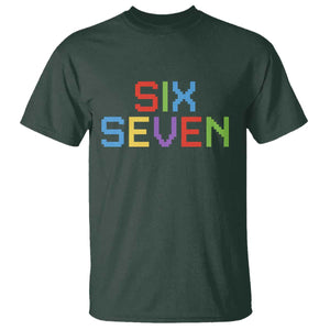 Six Seven Meme Pixel 67 Gen Alpha Meme T Shirt TS11 Dark Forest Green Print Your Wear