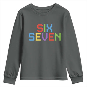 Six Seven Meme Pixel 67 Gen Alpha Meme Youth Sweatshirt TS11 Dark Heather Print Your Wear
