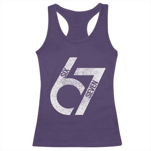 Funny Six Seven 67 Meme Gen Alpha Slang Racerback Tank Top TS11 Purple Print Your Wear