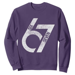 Funny Six Seven 67 Meme Gen Alpha Slang Sweatshirt TS11 Purple Print Your Wear