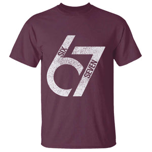 Funny Six Seven 67 Meme Gen Alpha Slang T Shirt TS11 Maroon Print Your Wear