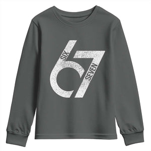 Funny Six Seven 67 Meme Gen Alpha Slang Youth Sweatshirt TS11 Dark Heather Print Your Wear