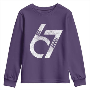 Funny Six Seven 67 Meme Gen Alpha Slang Youth Sweatshirt TS11 Purple Print Your Wear