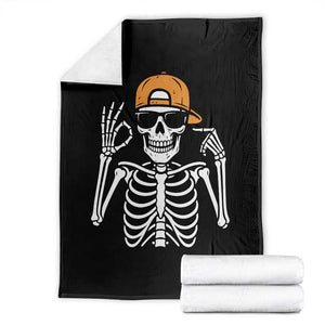 Funny Six Seven 67 Skeleton Gen Alpha Halloween Meme Throw Blanket TS11 Black Print Your Wear