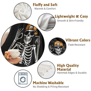 Funny Six Seven 67 Skeleton Gen Alpha Halloween Meme Throw Blanket TS11 Print Your Wear