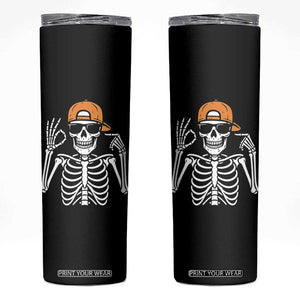 Funny Six Seven 67 Skeleton Gen Alpha Halloween Meme Skinny Tumbler TS11 Black Print Your Wear