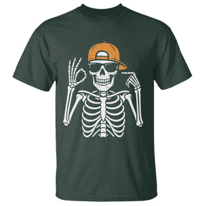 Funny Six Seven 67 Skeleton Gen Alpha Halloween Meme T Shirt TS11 Dark Forest Green Print Your Wear