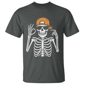 Funny Six Seven 67 Skeleton Gen Alpha Halloween Meme T Shirt TS11 Dark Heather Print Your Wear
