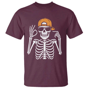 Funny Six Seven 67 Skeleton Gen Alpha Halloween Meme T Shirt TS11 Maroon Print Your Wear