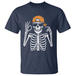 Funny Six Seven 67 Skeleton Gen Alpha Halloween Meme T Shirt TS11 Navy Print Your Wear