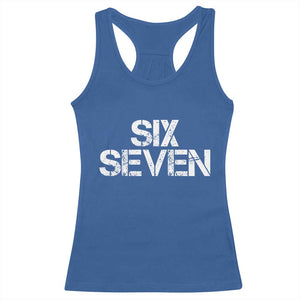Six Seven Meme Vintage 67 Gen Alpha Meme Racerback Tank Top TS11 Royal Blue Print Your Wear
