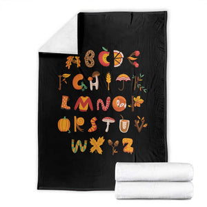 Funny Kindergarten Teacher Throw Blanket Thanksgiving Alphabet Learning Autumn Season TS11 Black Print Your Wear