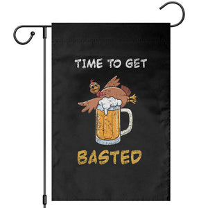Funny Thanksgiving Beer Garden Flag Time To Get Basted Vintage Turkey TS11 Black Print Your Wear