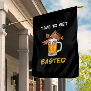 Funny Thanksgiving Beer Garden Flag Time To Get Basted Vintage Turkey TS11 Print Your Wear