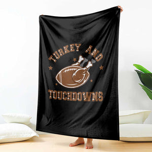 Thanksgiving Football Throw Blanket Turkey And Touchdowns Vintage American Football TS11 Print Your Wear