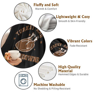 Thanksgiving Football Throw Blanket Turkey And Touchdowns Vintage American Football TS11 Print Your Wear