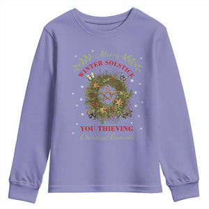 Merry Winter Solstice You Thieving Christian Bastards Youth Sweatshirt Yule Pentagram TS11 Violet Print Your Wear