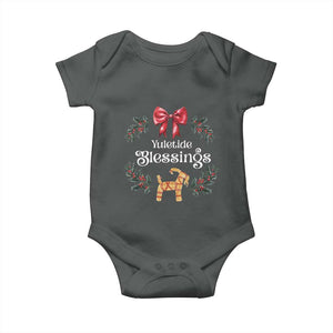 Yuletide Blessings Baby Onesie Yule Goat Winter Solstice Christmas Wreath TS11 Dark Heather Print Your Wear