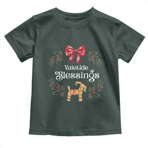 Yuletide Blessings Baby Shirt Yule Goat Winter Solstice Christmas Wreath TS11 Dark Forest Green Print Your Wear