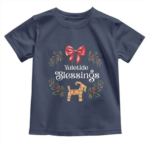 Yuletide Blessings Baby Shirt Yule Goat Winter Solstice Christmas Wreath TS11 Navy Print Your Wear