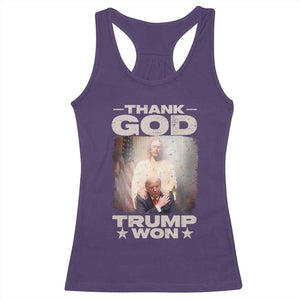 Thank God Trump Won 2024 Racerback Tank Top Christian Jesus Bible The 47th US President TS11 Purple Print Your Wear
