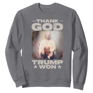 Thank God Trump Won 2024 Sweatshirt Christian Jesus Bible The 47th US President TS11 Charcoal Print Your Wear
